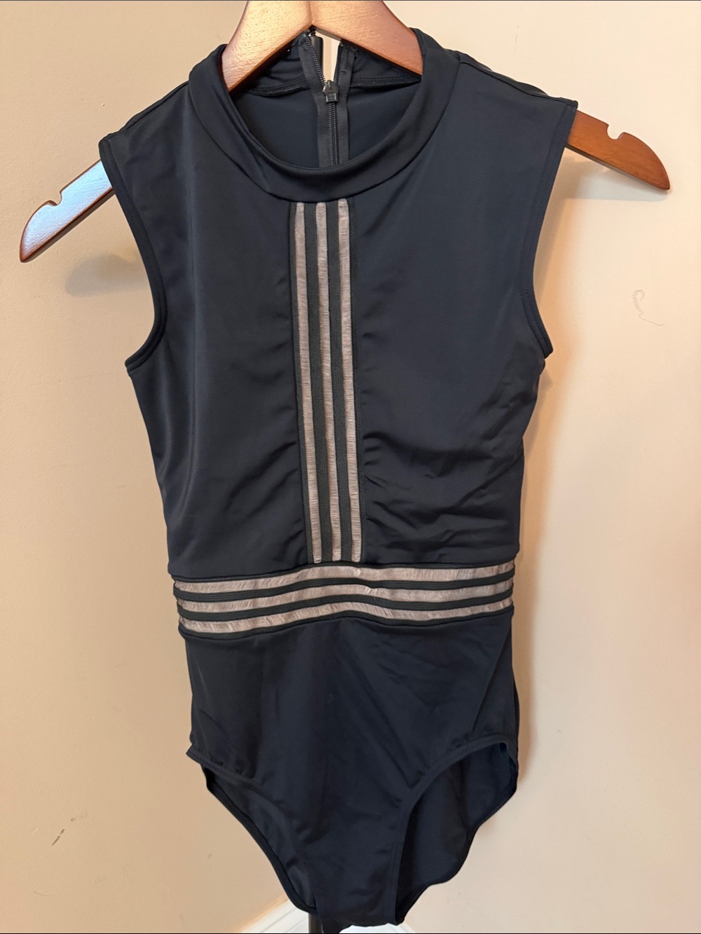Balera Black Sleeveless dance leotard or Bodysuit with Trim